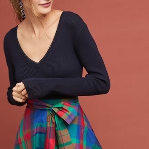 Anthropologie Maeve Ribbed V-Neck Pullover
